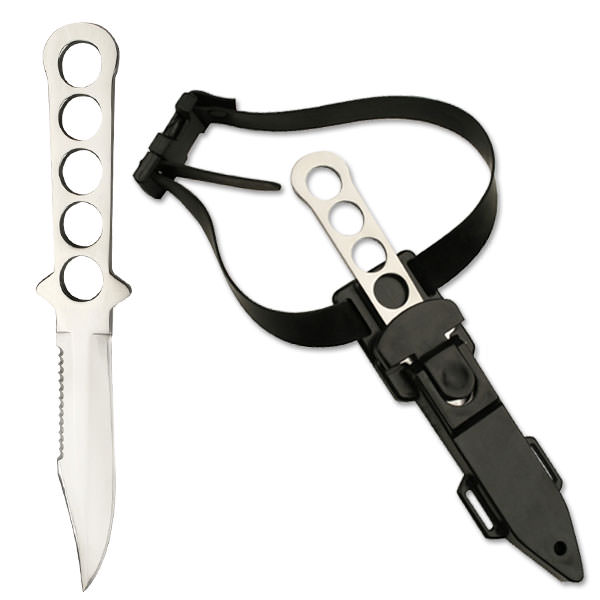 All Metal Diving Knife with Black Sheath - Tophatter's Army Products & Self Defense Collectible Weapons - Tophatter Daily Deals